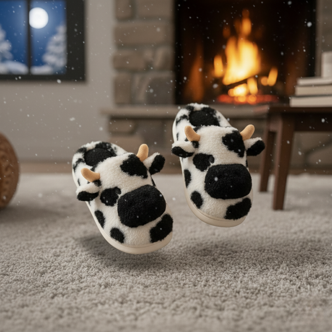 Mooshoe™ - Flauschige Kuhpantoffeln